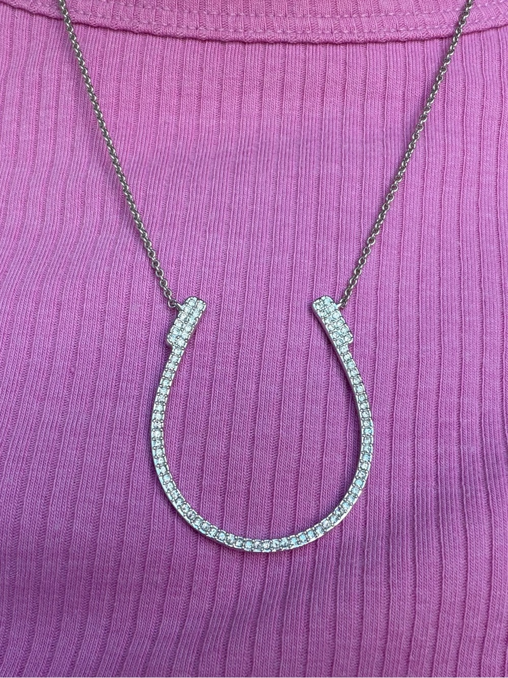 Nadri Silver Tone Pavé CZ Horseshoe Pendant Necklace | Nordstrom